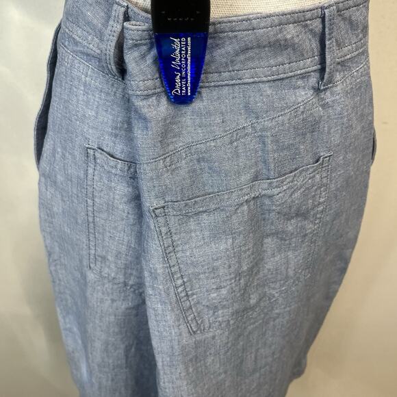 Talbots Skirt size 12 Chambray Blue Button Front Straight Knee Pockets Casual - Picture 8 of 9